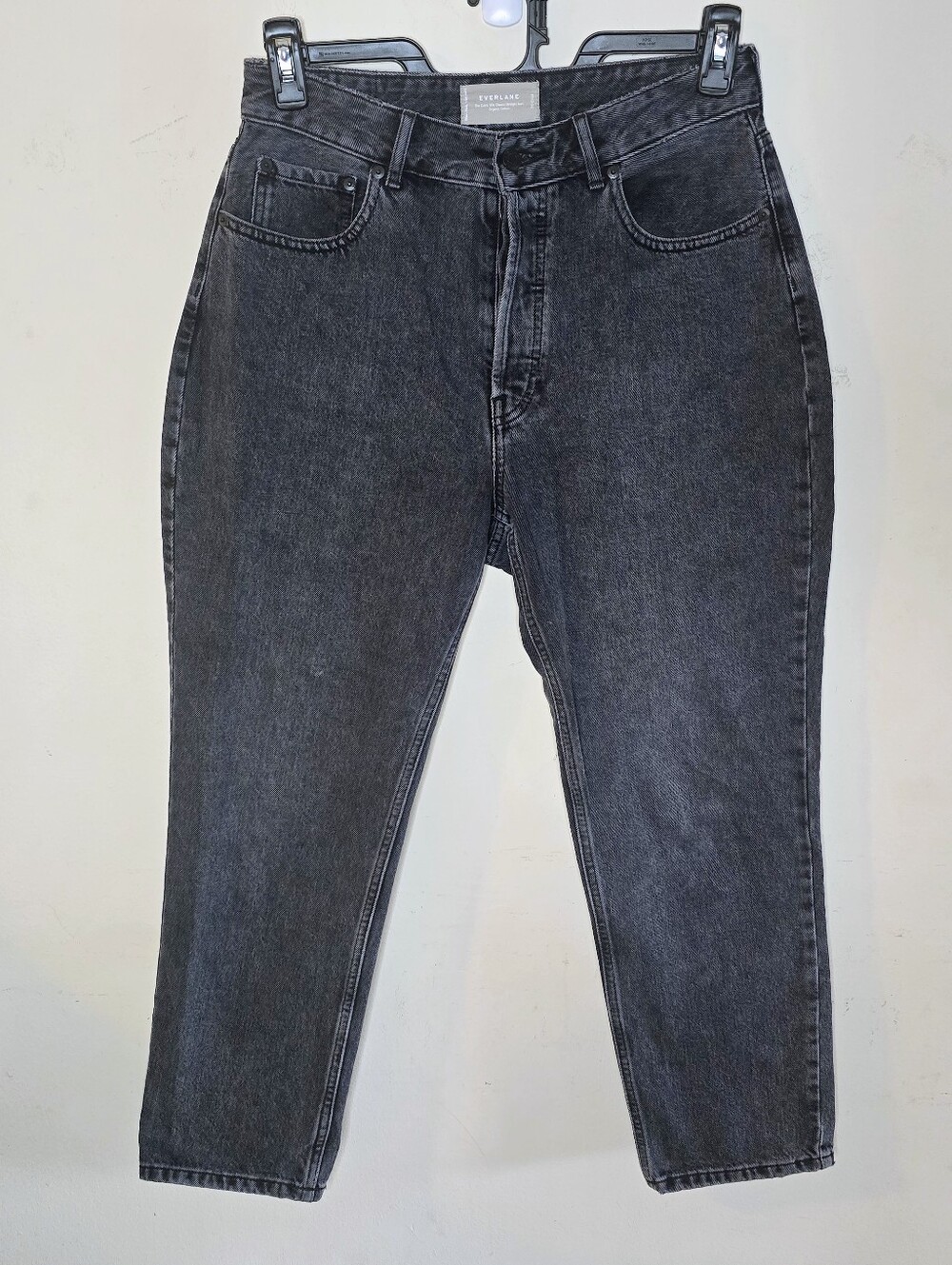 Everlane Curvy 90s Cheeky Straight Jean Womens Size 30 Black Gray Crop Organic